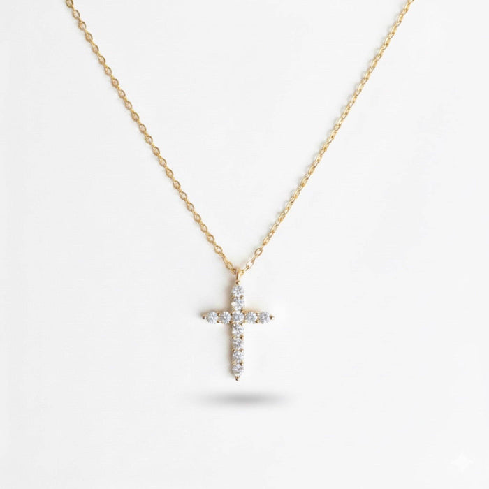 18K Gold Dipped Sterling Silver Dainty Cross Necklace