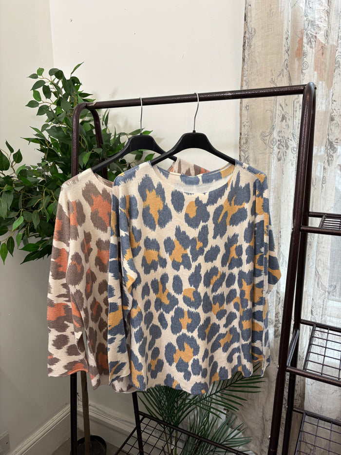 Leopard Print Round Neck Jumper