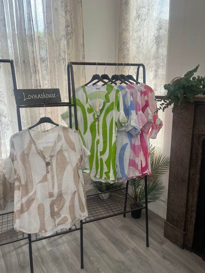 Casual One Button Blouse - Abstract