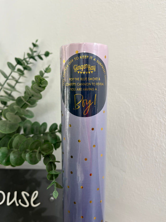 Blue Gender Reveal Smoke Cannon With Confetti