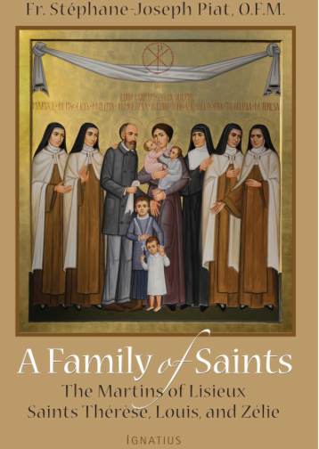 A family of saints with a beige border book cover holding