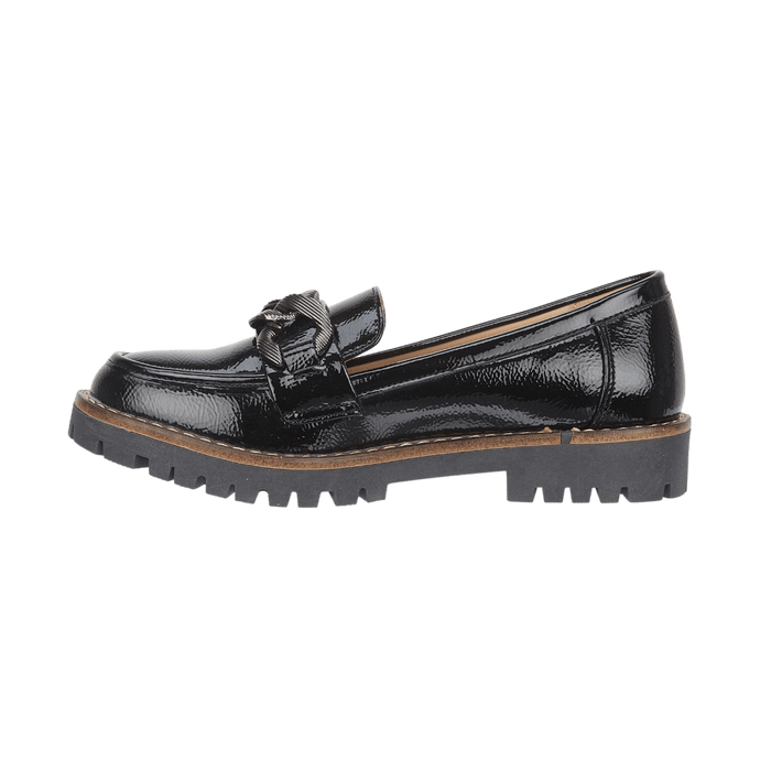 Adeline Black Crinkle Chunky Loafer
