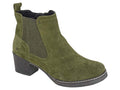 Alessina Real Suede Zip Ankle Boot - Khaki