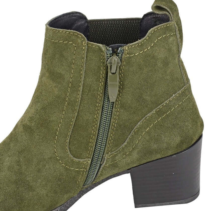Alessina Real Suede Zip Ankle Boot - Khaki