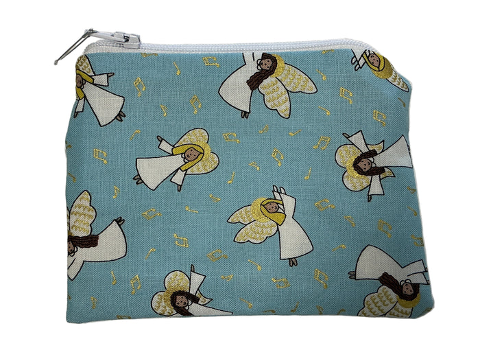 Blue pouch with angels and music notes