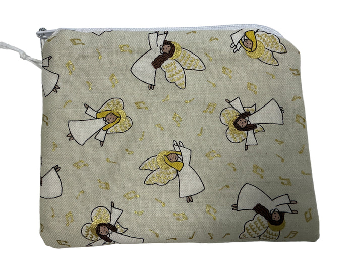 Beige pouch with angels and music notes