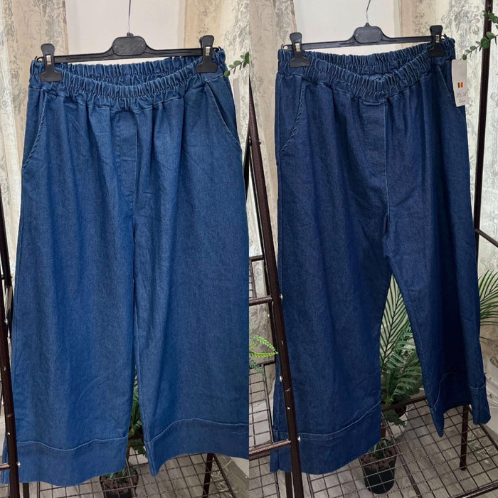 Audrey Wide Leg Turn Up Detail Jeans