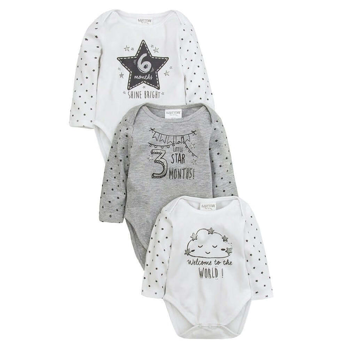 Babies Gift 3 Pack Milestone Bodysuits