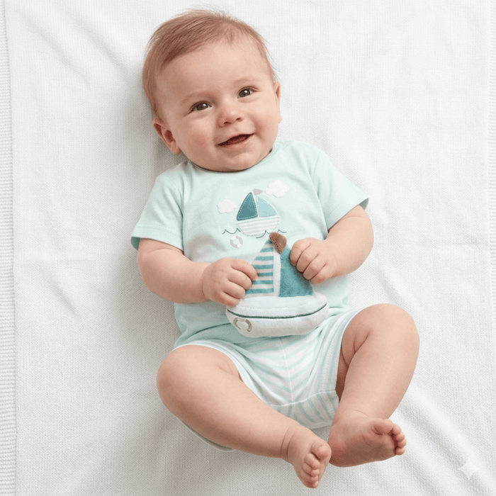 Baby Boys Boat T-Shirt, SHorts and Plush Toy Set