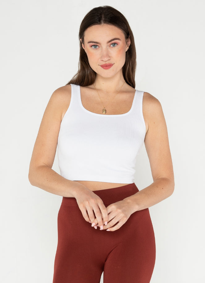 Bamboo Rib Square Neck Crop Tank