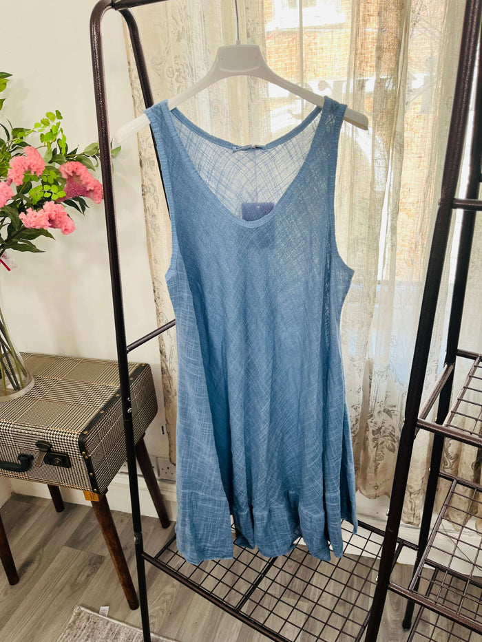 Bias Cut Sleeveless Cotton Dress