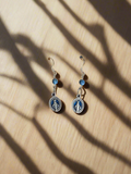 Blue Miraculous Medal earrings