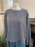 Boxy Crew Neck Stripe Long Sleeve T-Shirt