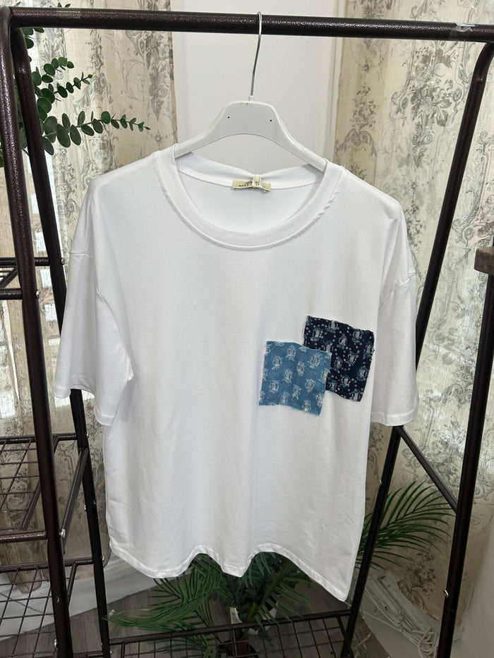 Boxy Embroidered Detail T-Shirts