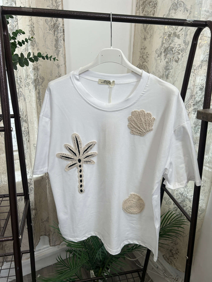 Boxy Embroidered Detail T-Shirts