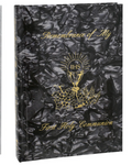 Black and gold First Holy Communion book with religious symbols