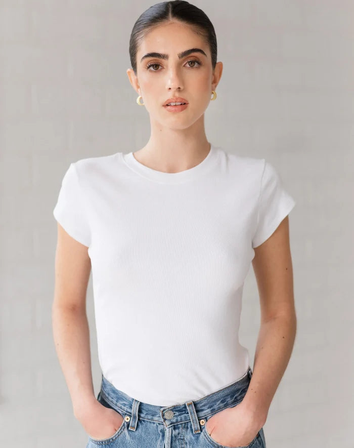 Brunette the Label Ribbed Fitted Cap Sleeve