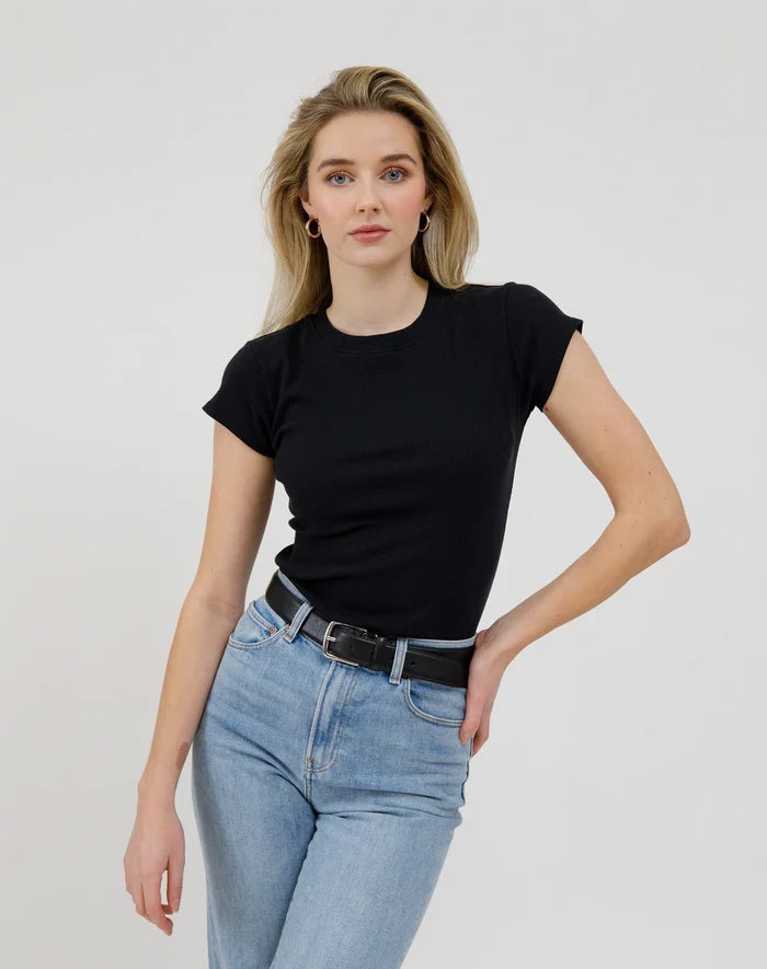 Brunette the Label Ribbed Fitted Cap Sleeve