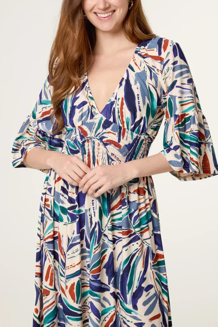 Brushstroke Stretch Empire Bust Maxi Dress
