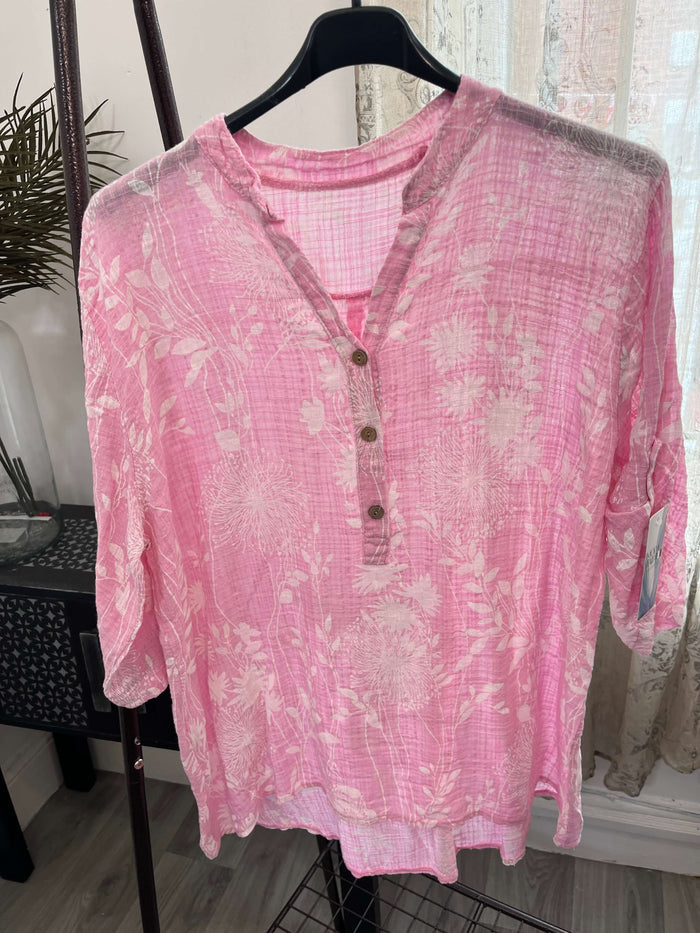 Casual 3 Button Blouse - Dandelion