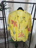 Casual 3 Button Blouse - Funky Floral