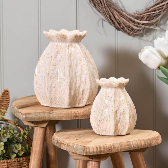 Ceramic Poppy Seed Textured Vase - Large