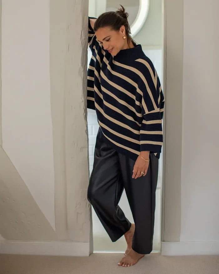 Chalk UK - Vicki Jumper Stripe Navy/Sand