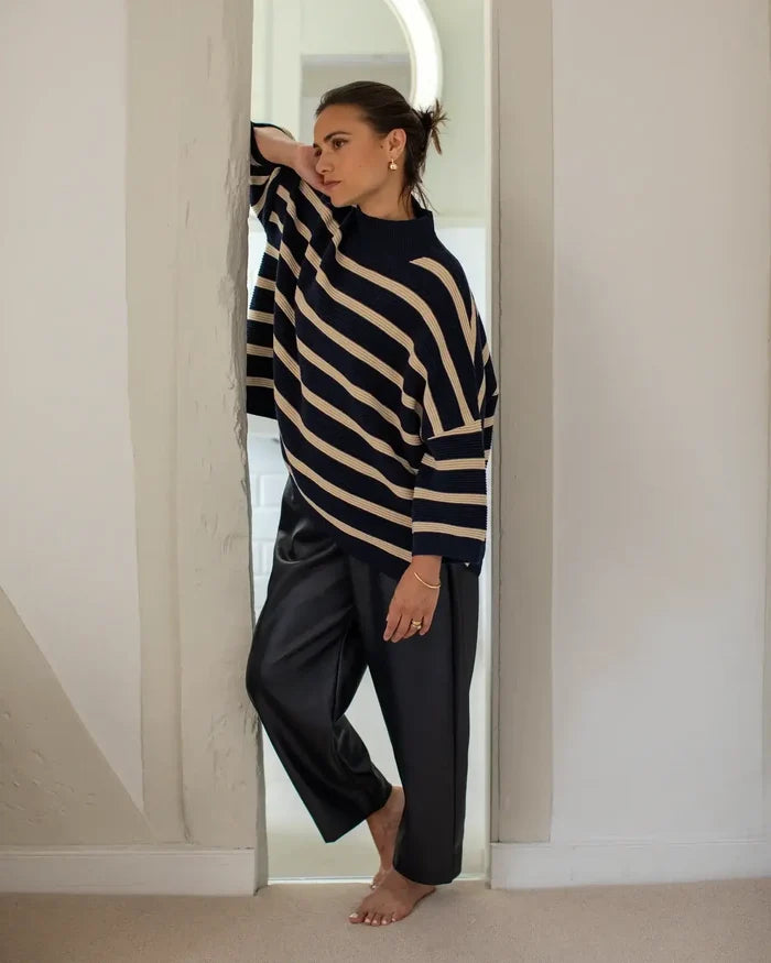 Chalk UK - Vicki Jumper Stripe Navy/Sand