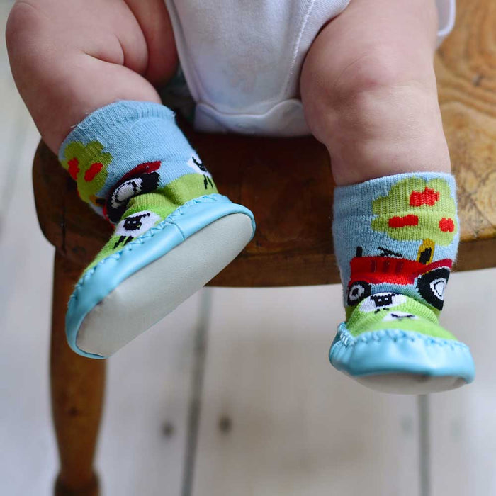 Childrens Tractor Moccasin Slippers