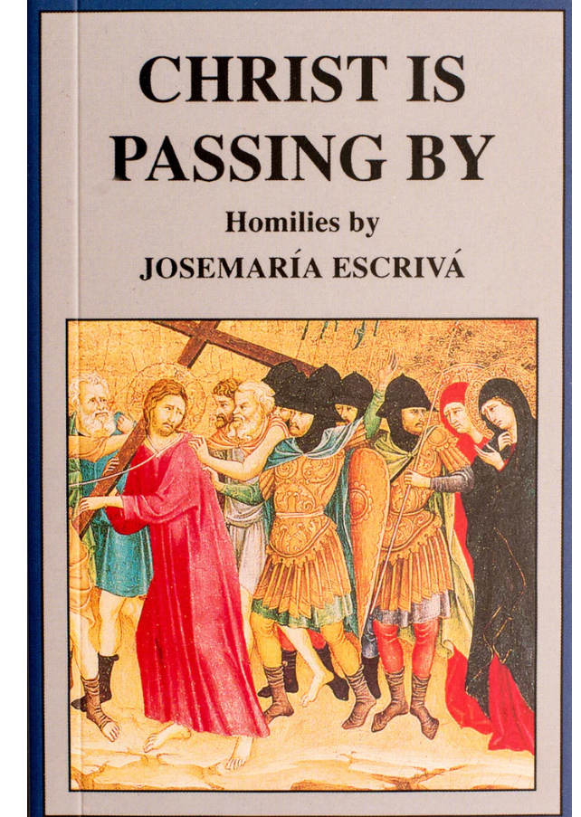Book cover of 'Christ Is Passing By' with an illustration of Jesus and people.