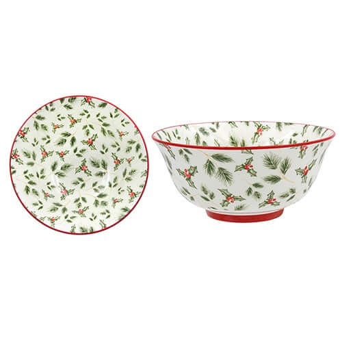Christmas Holly Leaf Ceramic Bowl Medium