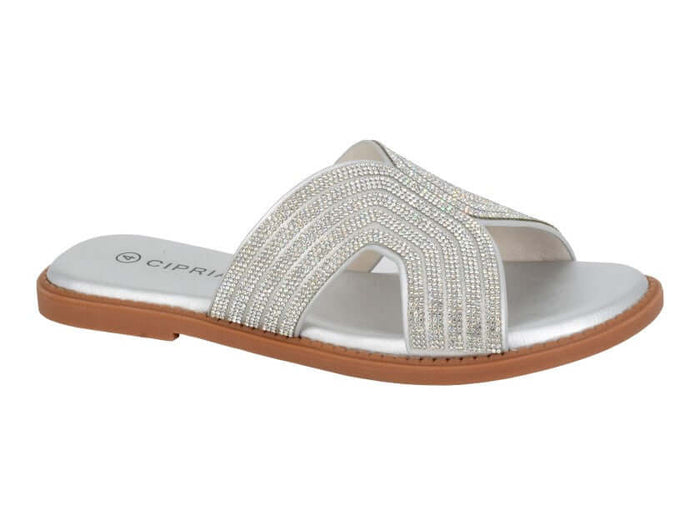 Cipriata Silver Jewelled Mule Sandal - Celina