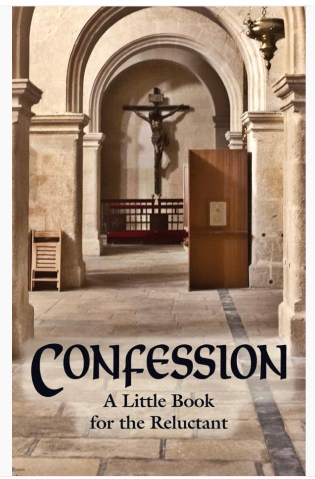 Book cover of 'Confession: A Little Book for the Reluctant' with a religious setting.