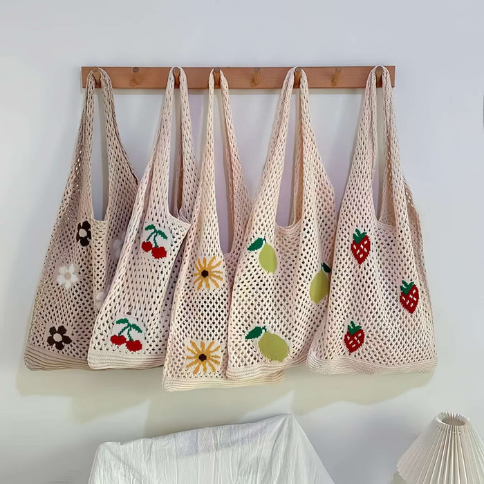 Crochet Fruit Slouchy Tote Bag