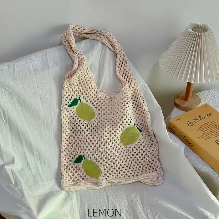 Crochet Fruit Slouchy Tote Bag