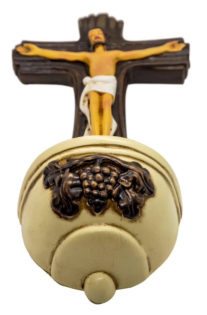 Crucifix with Vine and Grapes Holy Water Font