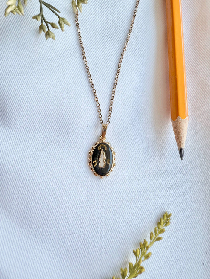 Dainty Miraculous Medal Necklace, Our Lady Through the Smoke