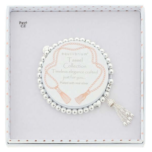 Dainty Silver Plated Tassel Boxed Bracelet