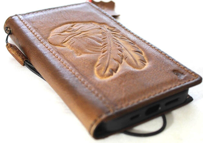 Embossed Eagle Genuine Leather iPhone Wallet Case