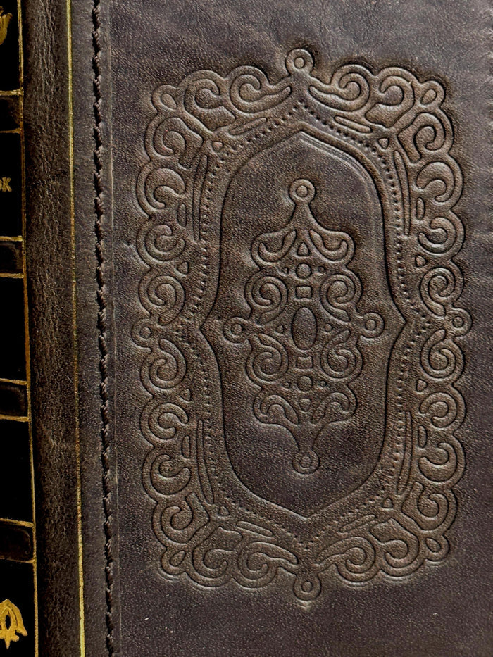 Embossed Leather iPhone Wallet : Vintage Book Style - iPhone 8 to 17 Pro Max