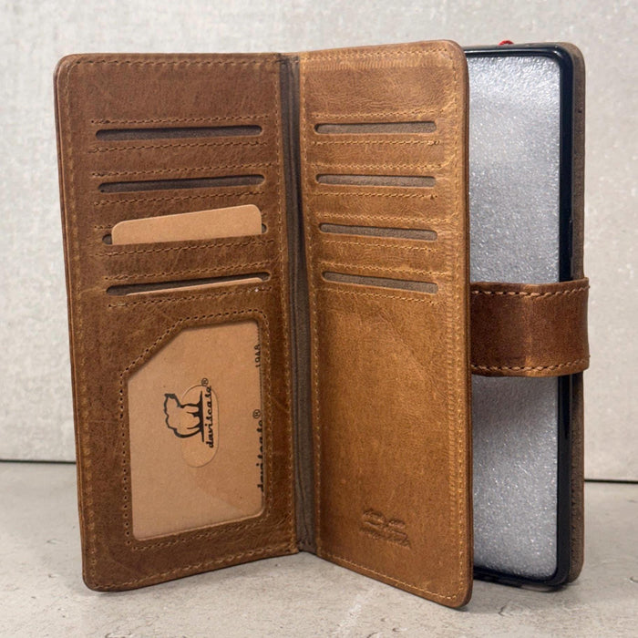 Embossed Leather Wallet Case for Google Pixel: Vintage Art Design