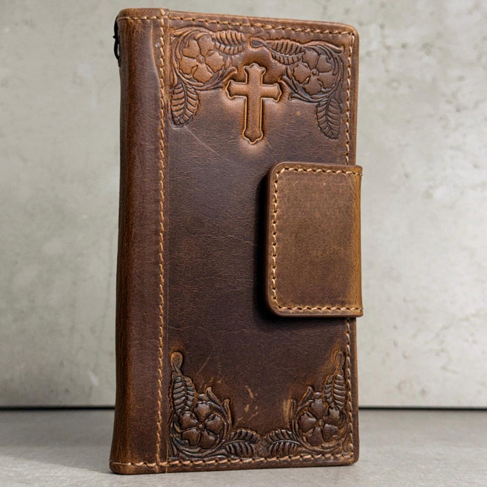 Embossed Leather Wallet Case for Google Pixel: Vintage Art Design