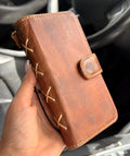 Embossed Leather Wallet Case for Google Pixel: Vintage Art Design