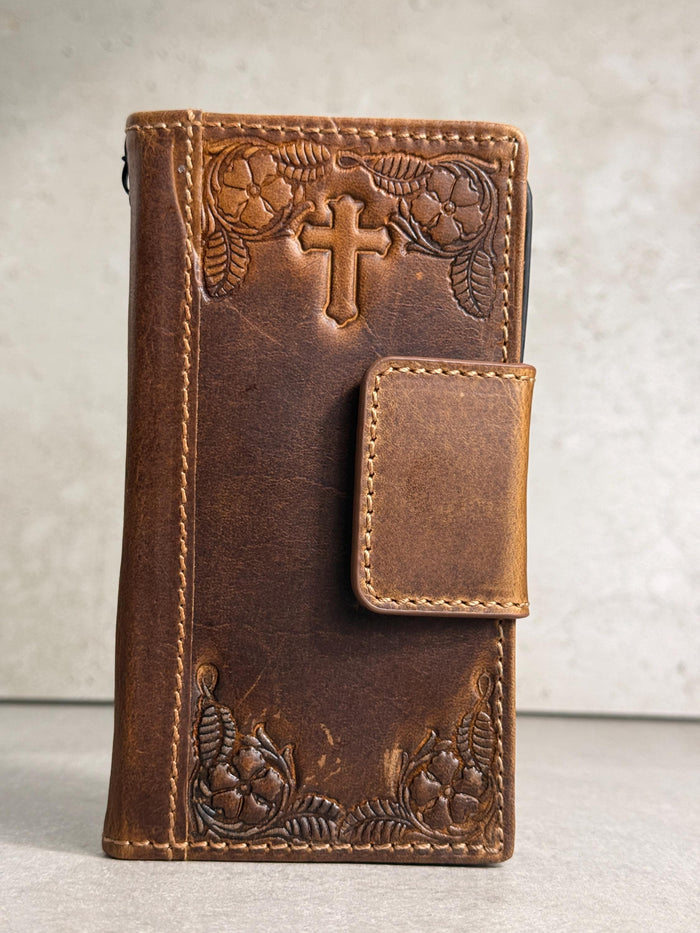 Embossed Leather Wallet Case for Google Pixel: Vintage Art Design