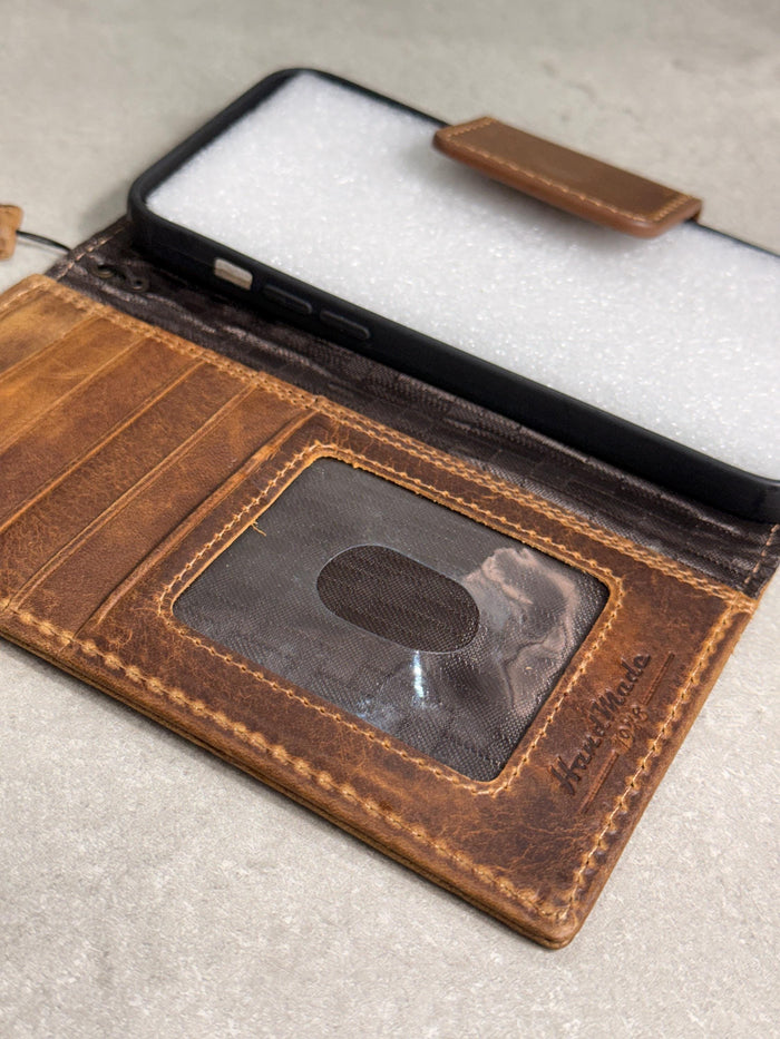 Embossed Leather Wallet Case for Google Pixel: Vintage Art Design