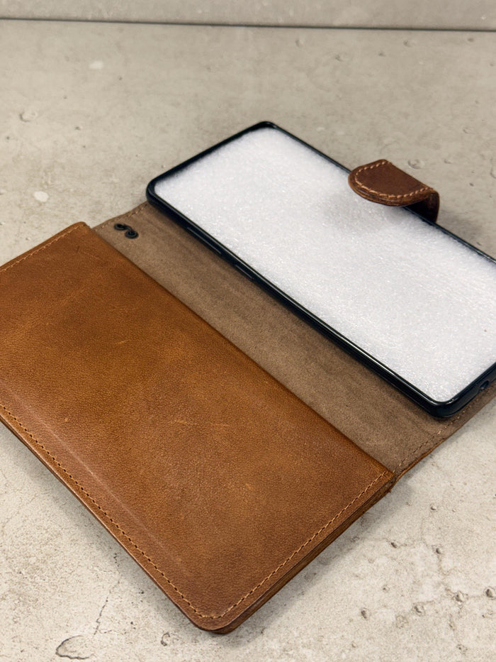 Embossed Leather Wallet Case for Google Pixel: Vintage Art Design