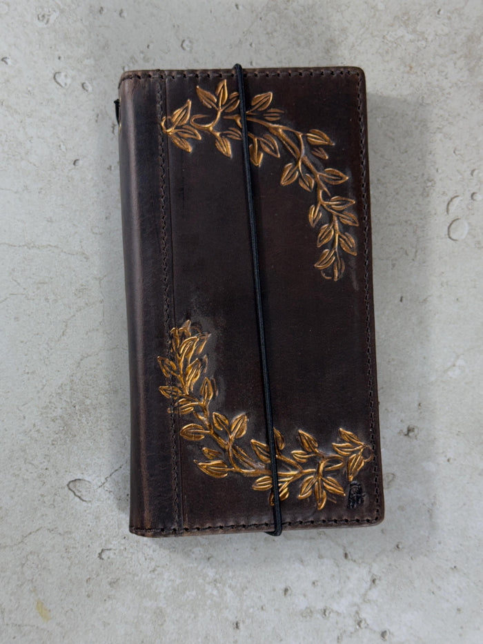 Embossed Leather Wallet Case for Google Pixel: Vintage Art Design