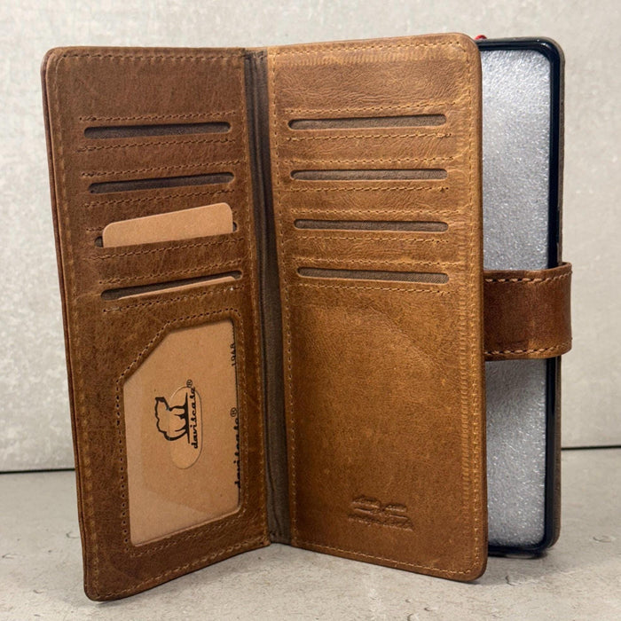 Embossed Leather Wallet Case for Google Pixel: Vintage Art Design