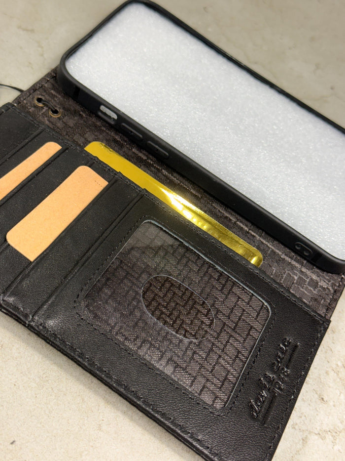 Embossed Leather Wallet Case for Google Pixel: Vintage Art Design