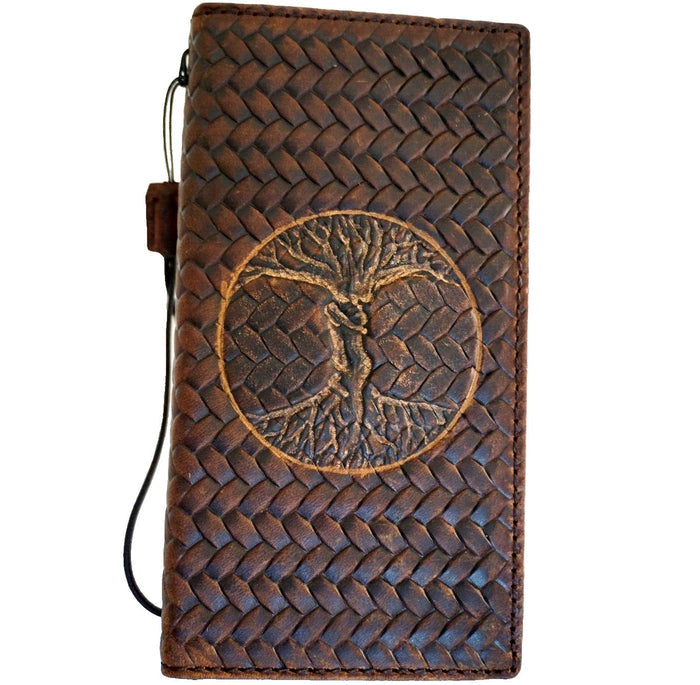 Embossed Tree of Love Leather Phone Wallet Case for Galaxy